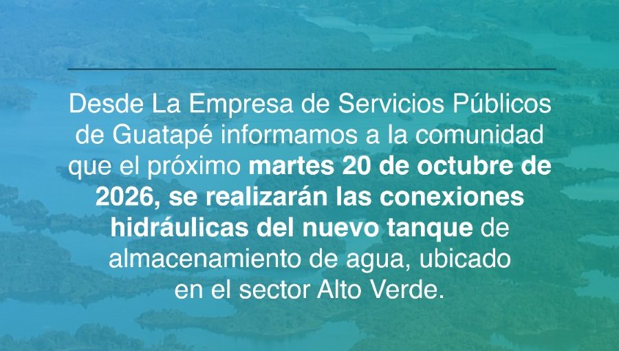 Nuevo tanque de almacenamiento de agua en el sector Alto Verde de Guatapé.